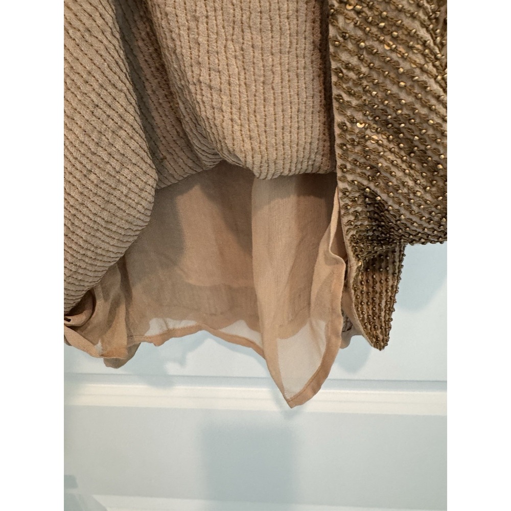 Haute Hippie 100% Silk Beaded Sleeveless Dress Sz M Taupe Bronze Embellished - Picture 6 of 10